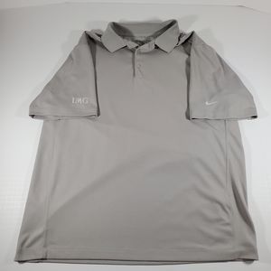 NIKE Golf Dri Fit IMG Gray Mens Short Sleeve Polo